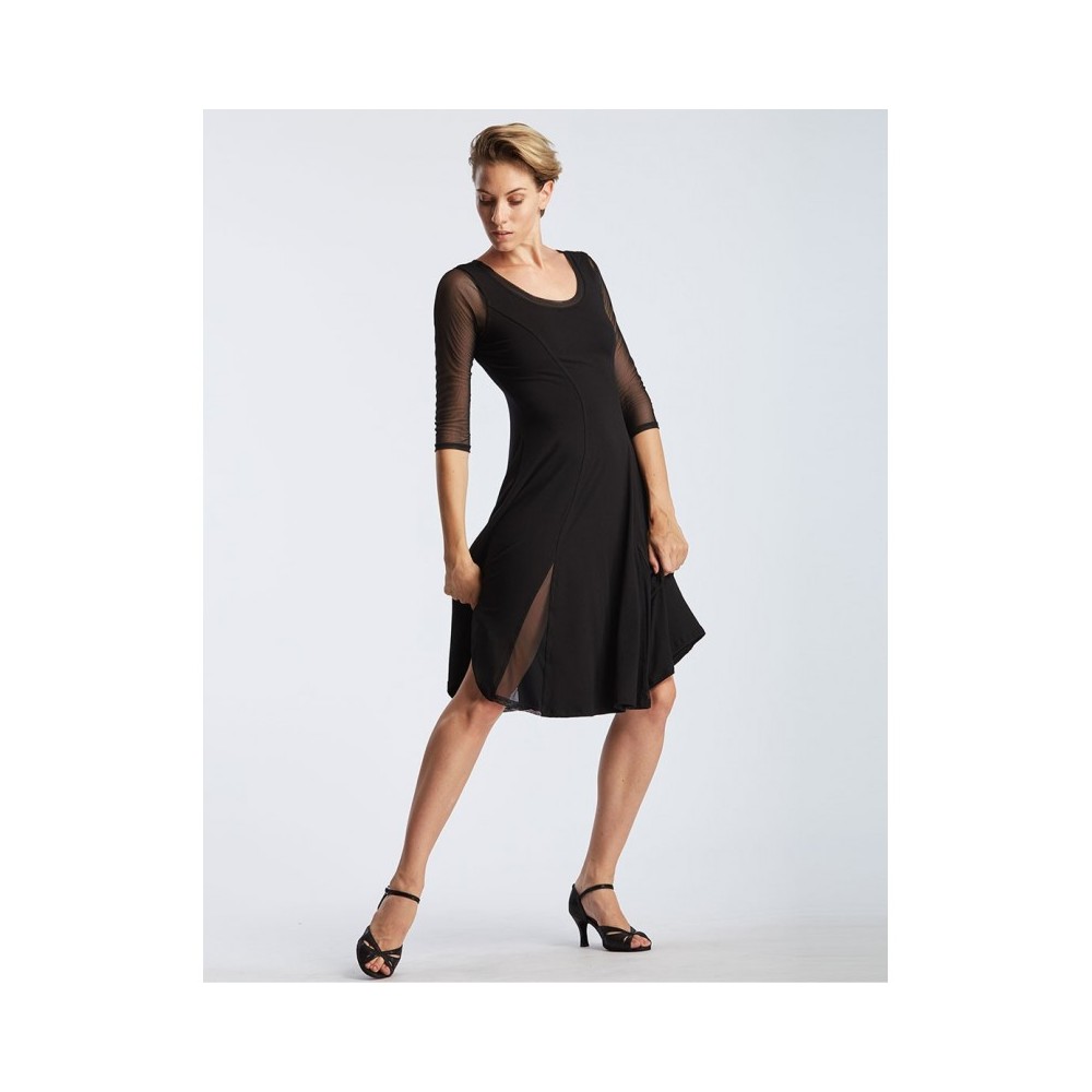 Robe Noire DIDI En Jersey Avec Dentelle Et Tulle - Taille S - Occasion En Très Bon état - Modèle ZC1115