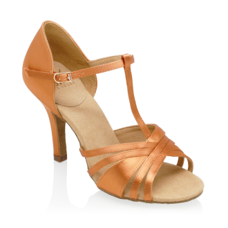 Chaussures danse Femme - 816-X Medusa - Light Tan Satin - Ladies Latin Dance Shoes