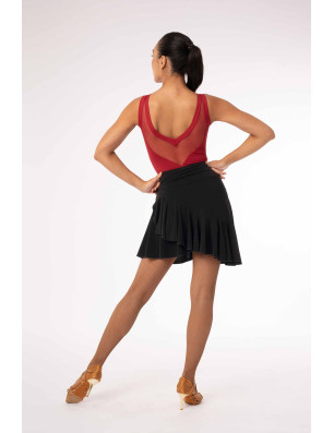 Jupe courte asymétrique danse latine fille Intermezzo – noire, volant élégant - 7415 | FAME LA MAISON DE LA DANSE