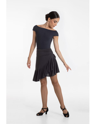 Jupe courte asymétrique danse latine fille Intermezzo – noire, volant élégant - 7415 | FAME LA MAISON DE LA DANSE